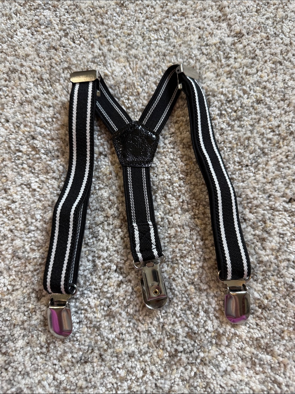 Source Unknown Black & White Striped Kids Suspenders